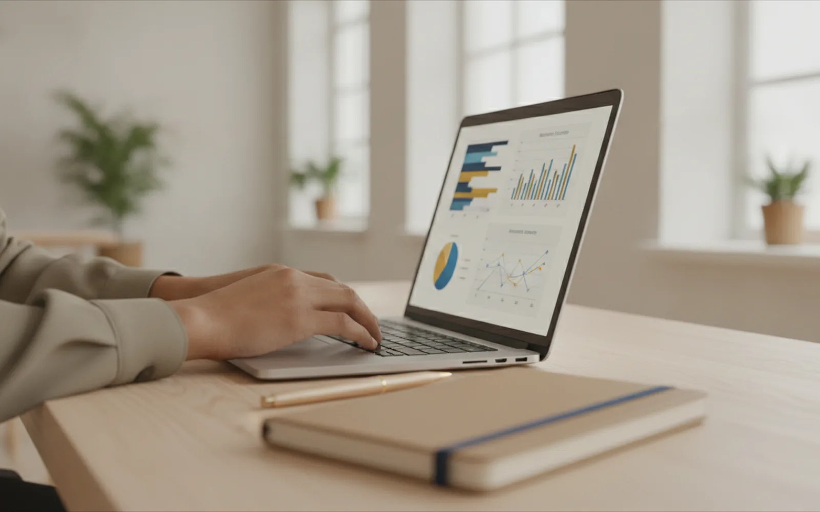 Person prüft eine Anlageübersicht am Laptop: Details
