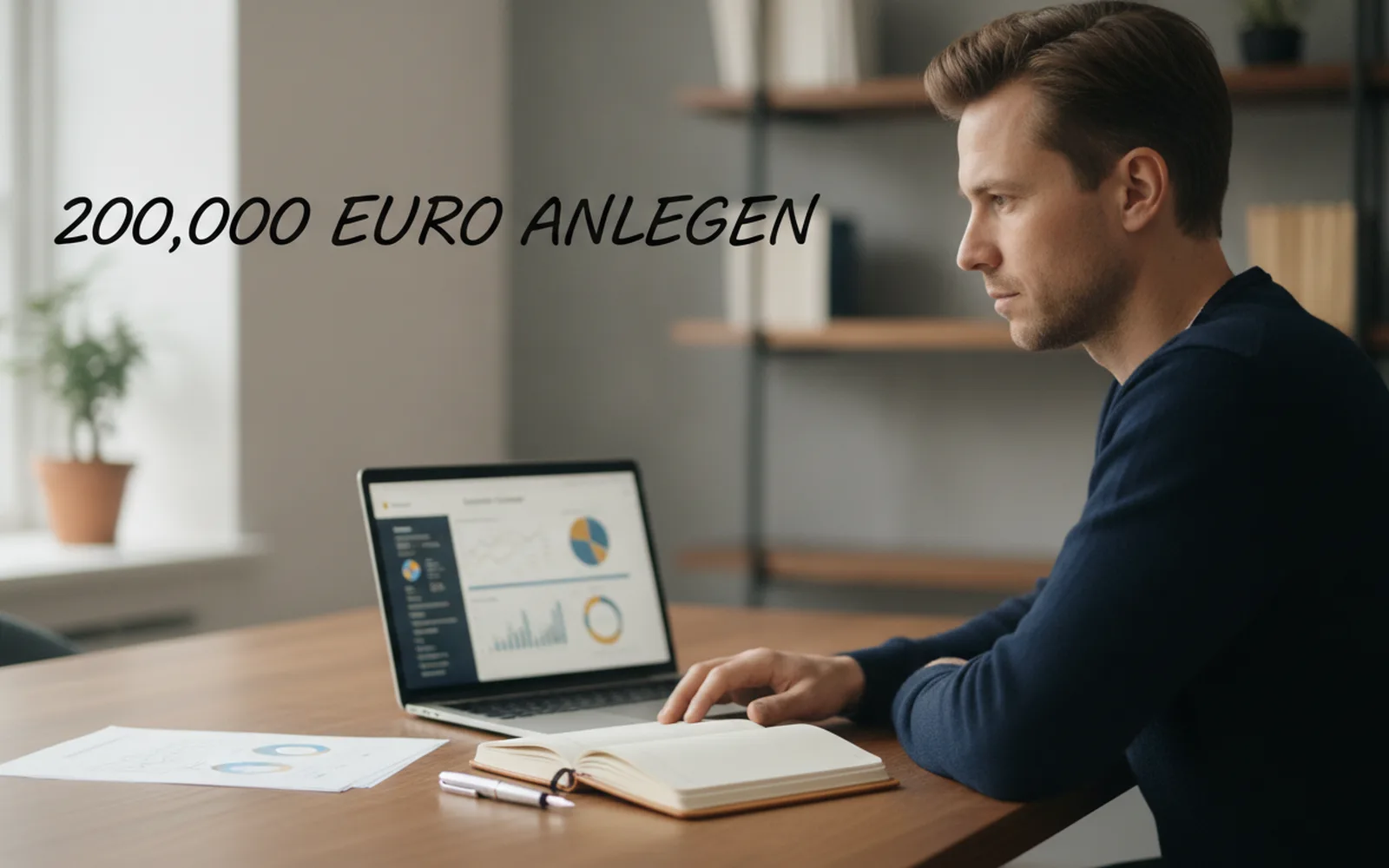 Person prüft eine Anlageübersicht am Laptop