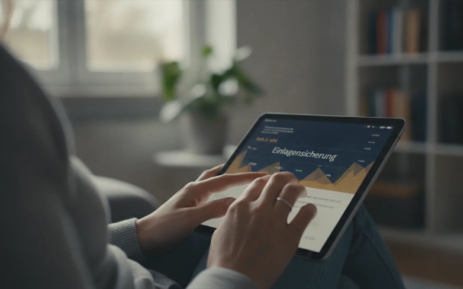 Frau prüft ihr Tagesgeldkonto auf dem Tablet: Details