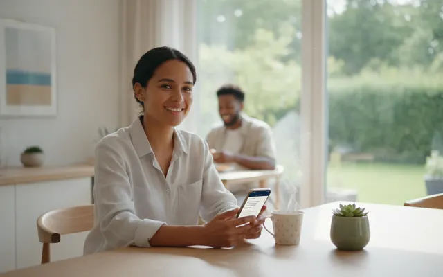 Person prüft ihr Konto in der Banking-App