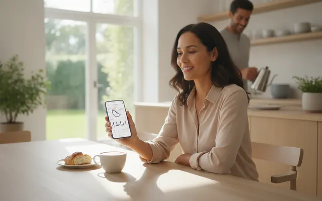 Person prüft ihr Konto in der Banking-App