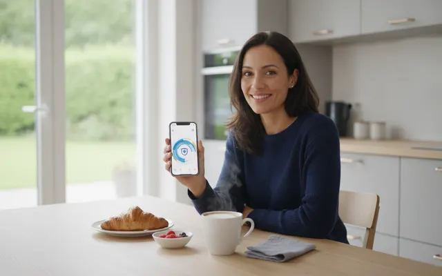 Person prüft ihr Konto in der Banking-App