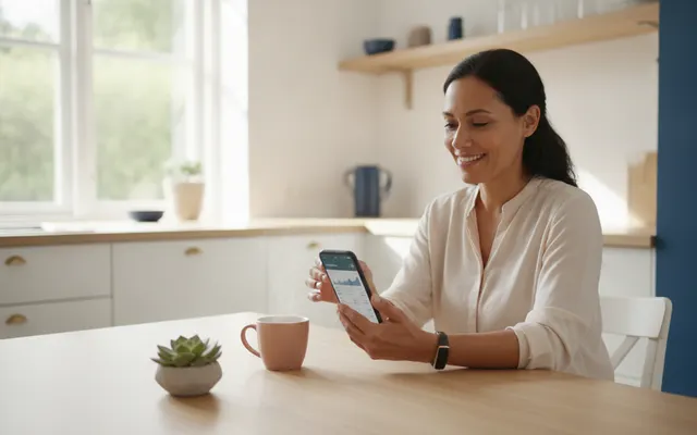 Person prüft ihr Konto in der Banking-App