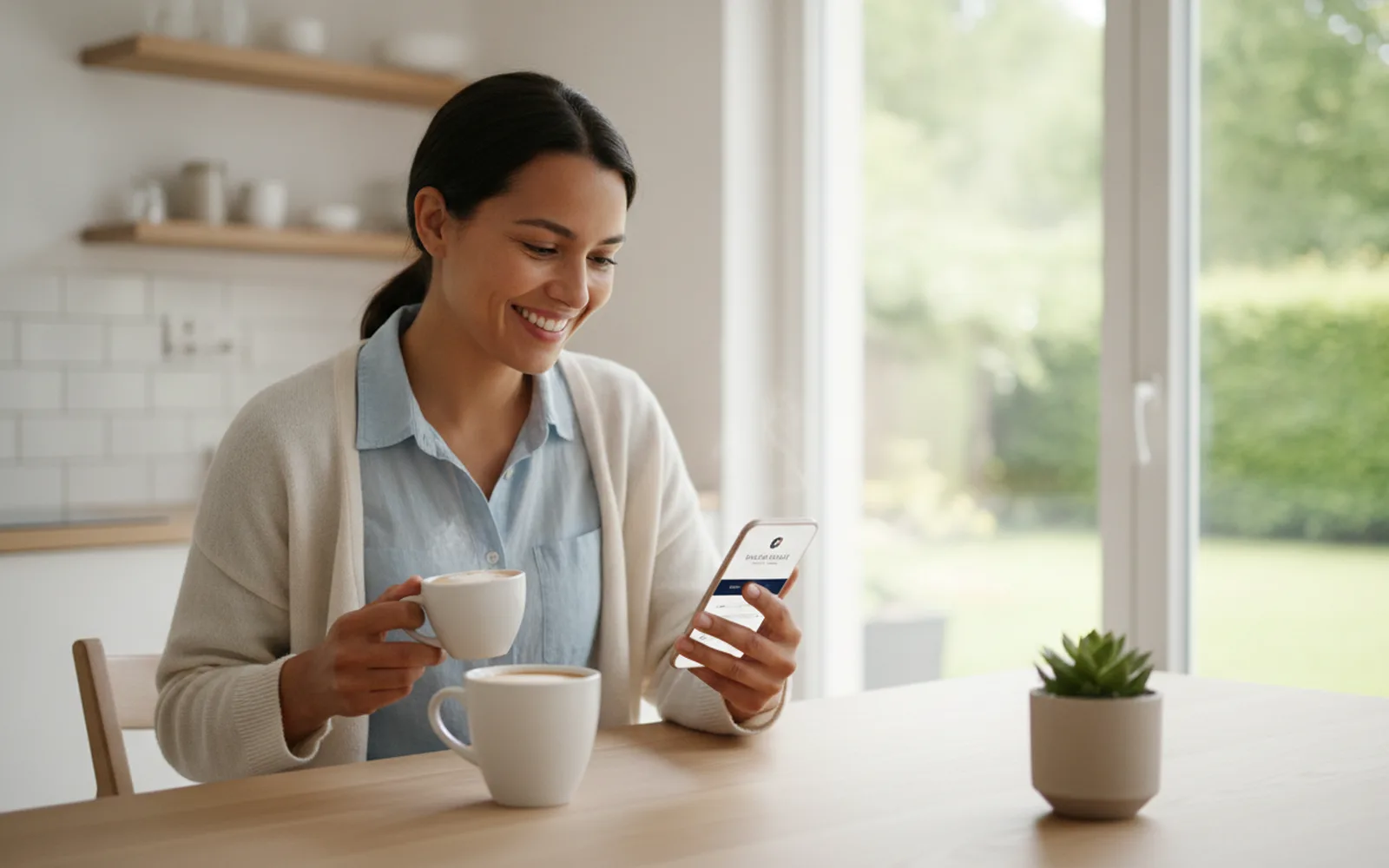 Person prüft ihr Konto in der Banking-App