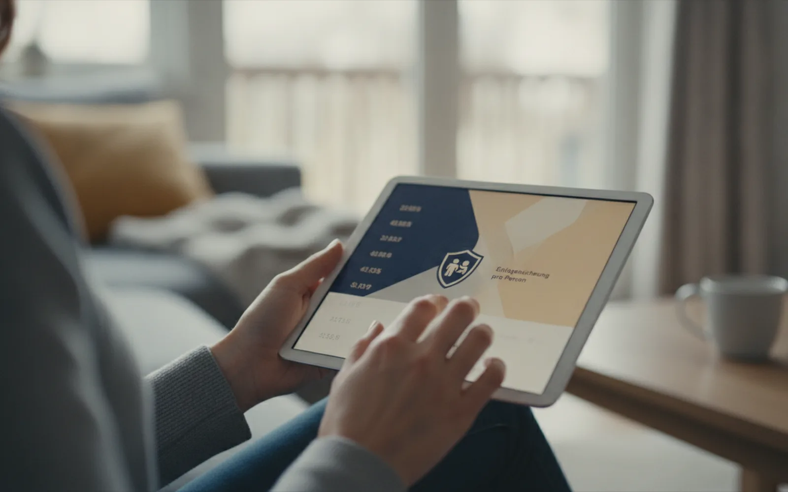 Frau prüft ihr Tagesgeldkonto auf dem Tablet: Details