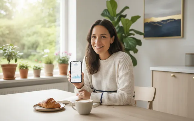 Person prüft ihr Konto in der Banking-App