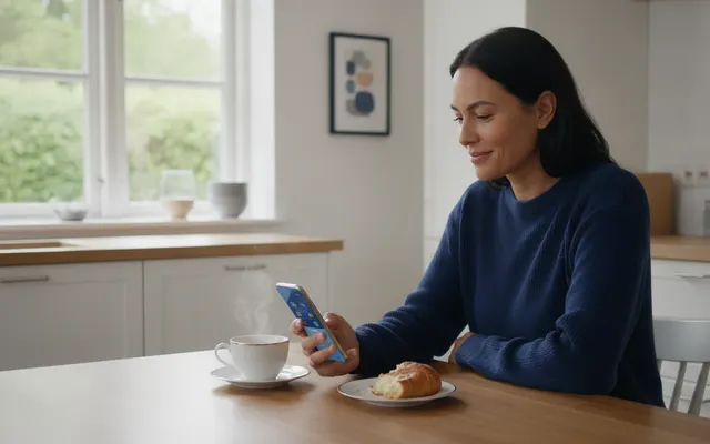 Person prüft ihr Konto in der Banking-App