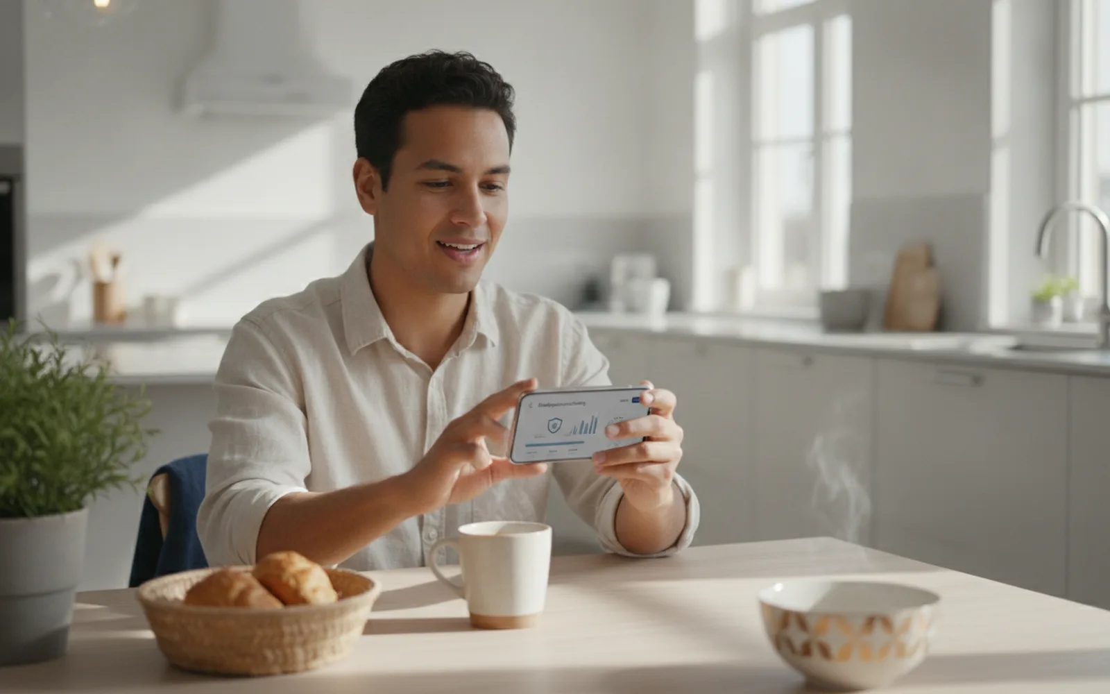 Person prüft ihr Konto in der Banking-App