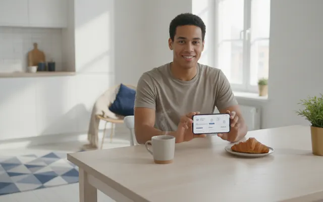 Person prüft ihr Konto in der Banking-App