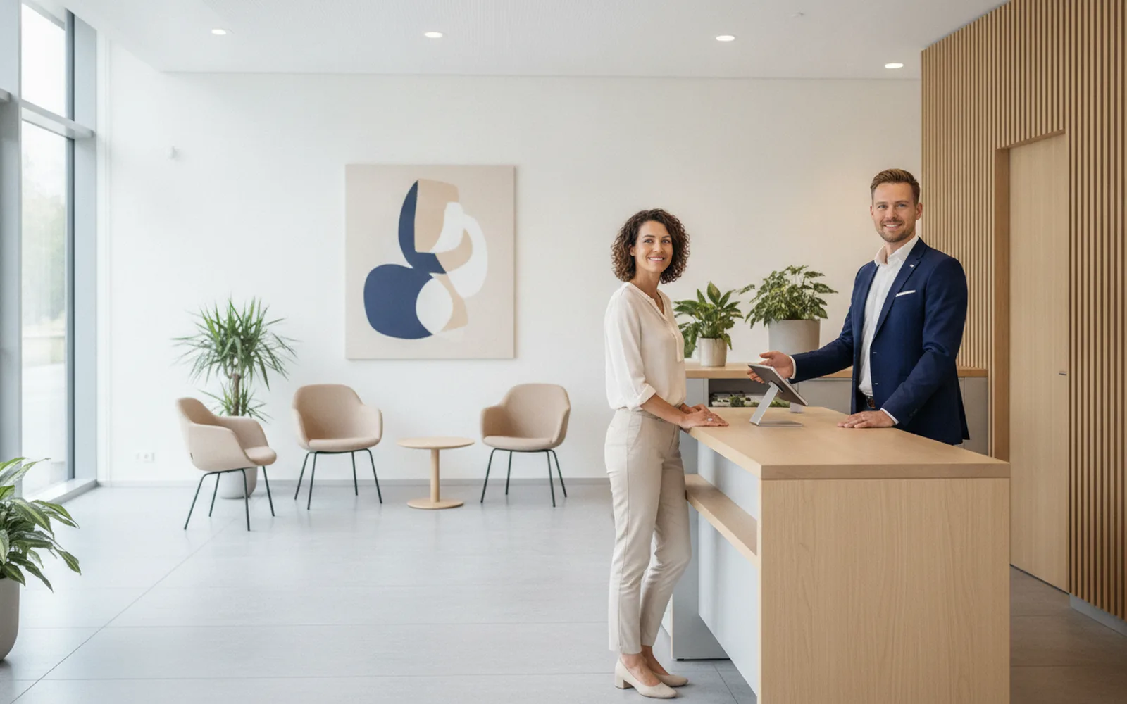 Kundin in einer Bankfiliale