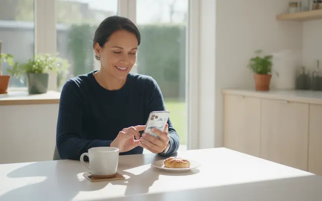 Person prüft ihr Konto in der Banking-App