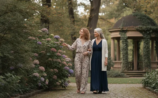 Tante und Nichte im Garten